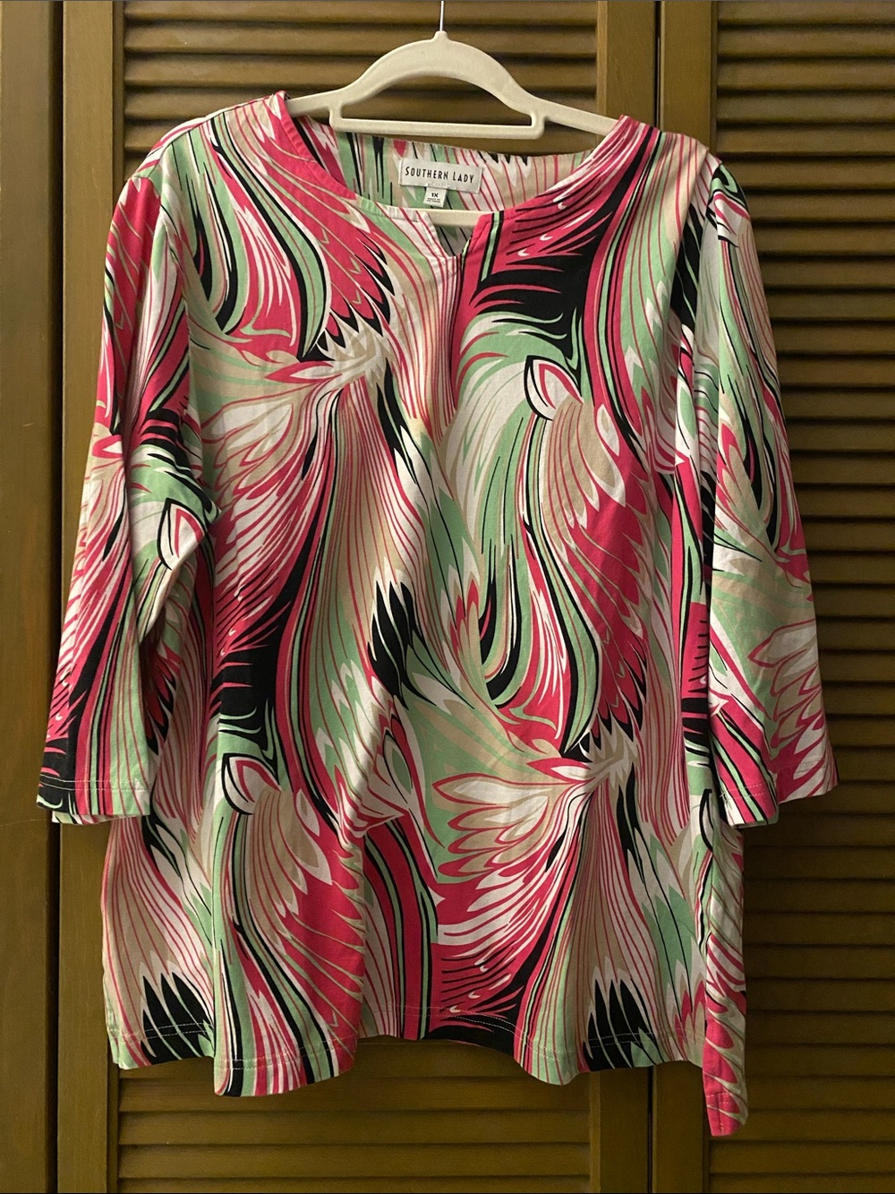 Southern Lady Pink, Mint & Black Swirl Tunic Top